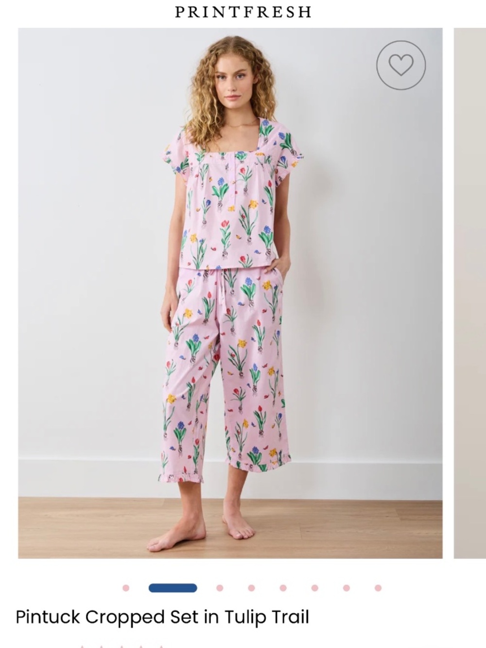 Printfresh Pintuck Cropped Set in Tulip Trail